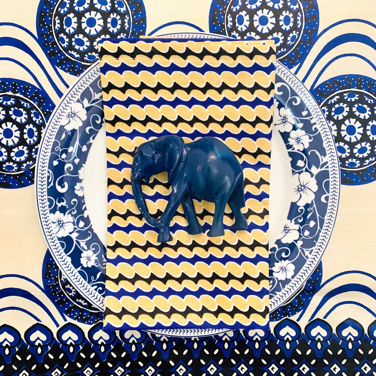 Dark Blue Elephant Napkin Rings Ring Set Zambezi Joy Society
