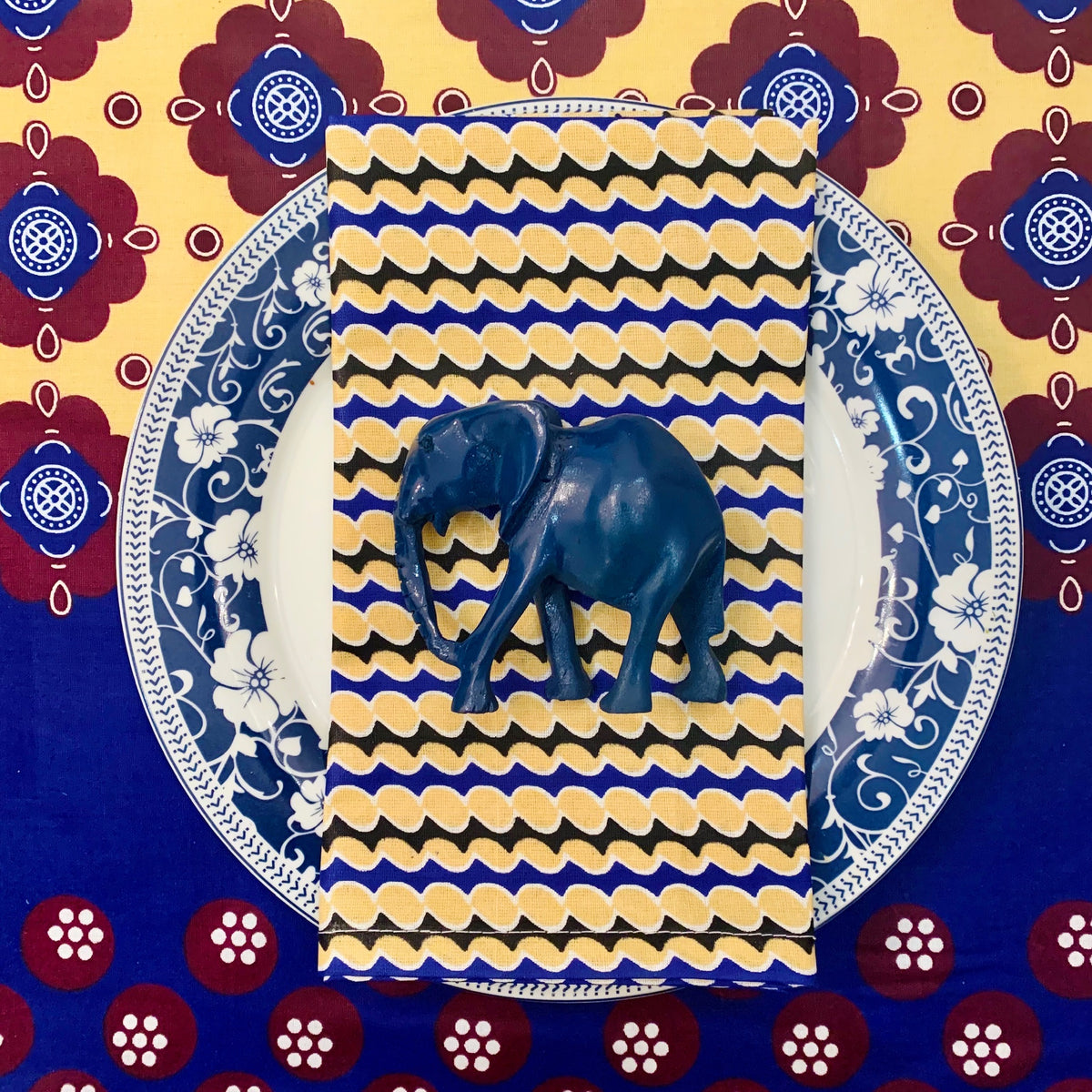 Dark Blue Elephant Napkin Rings Ring Set Zambezi Joy Society