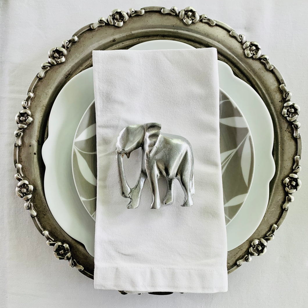 Silver Elephant Napkin Rings - Ring Set